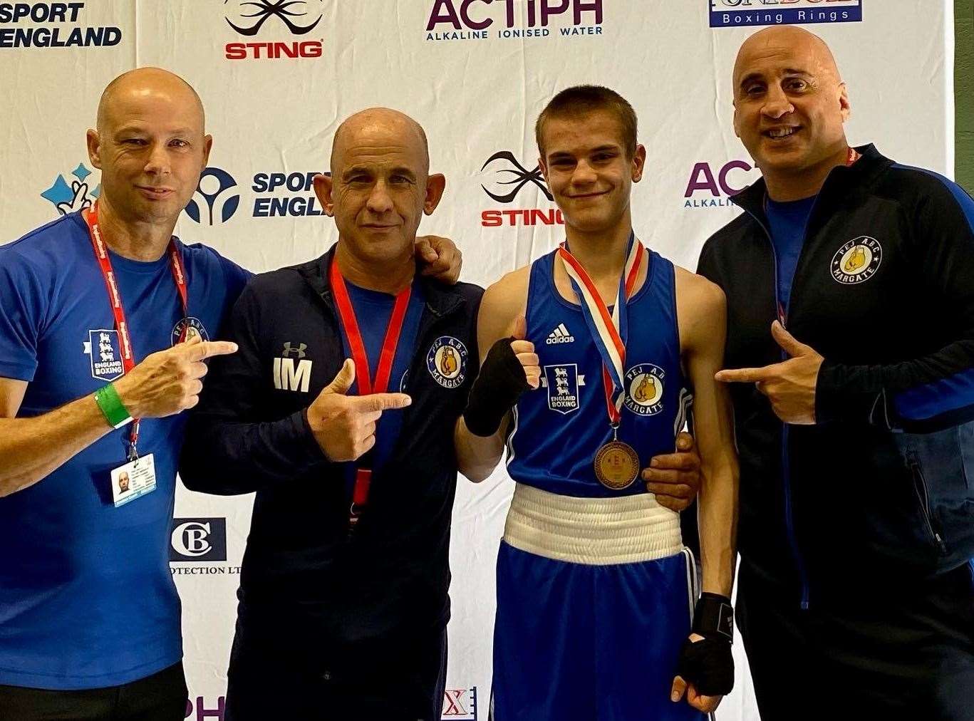 Michael Chipps, pictured with PEJ ABC Margate coaches, had to settle for bronze