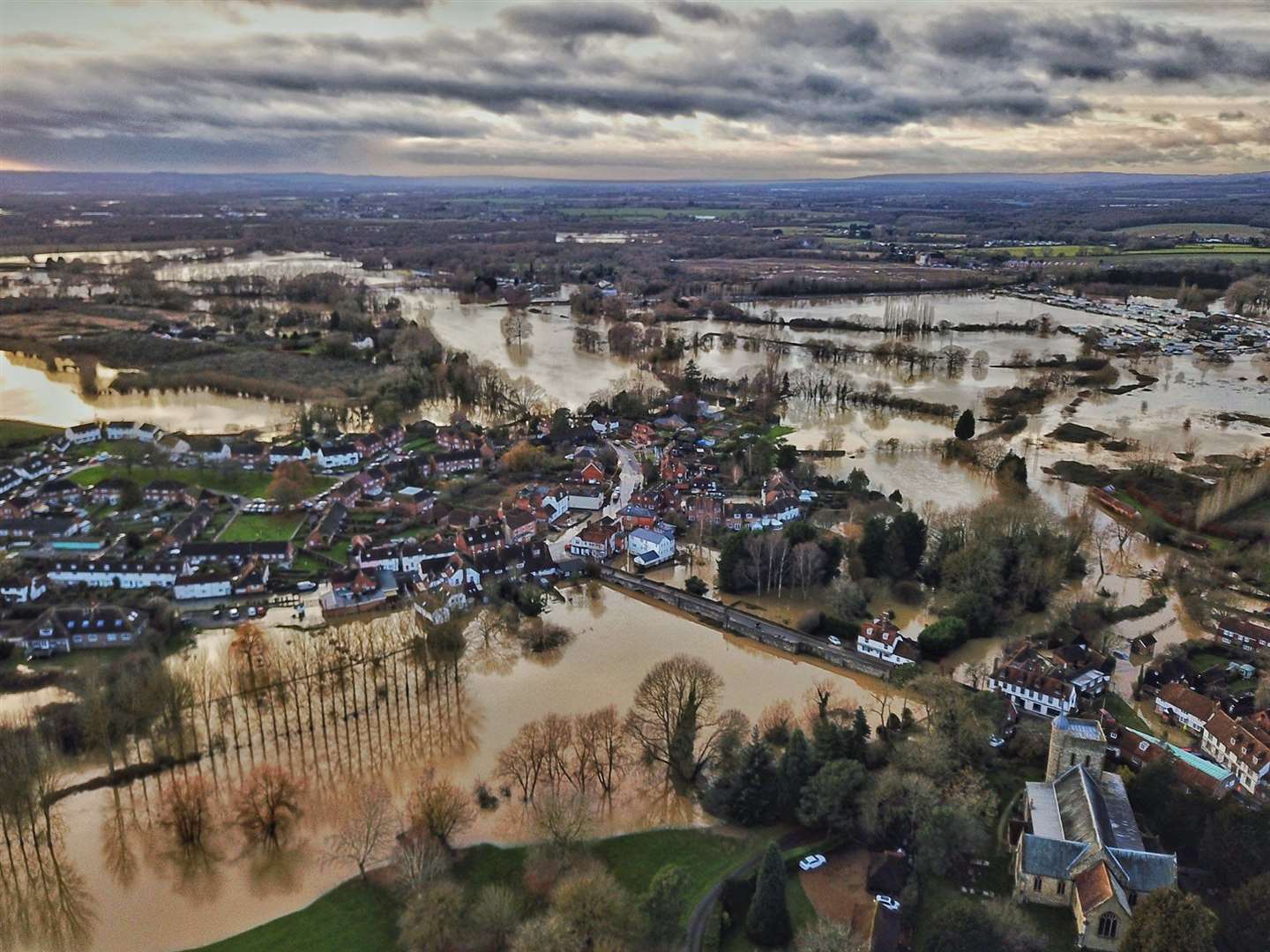 Drone footage of flooding at Yalding. Picture: Hire Vision