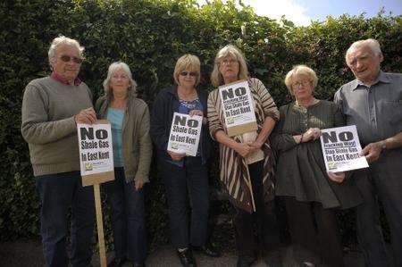 Deal With It members protesting about possible gas drilling project near Woodnesborough.