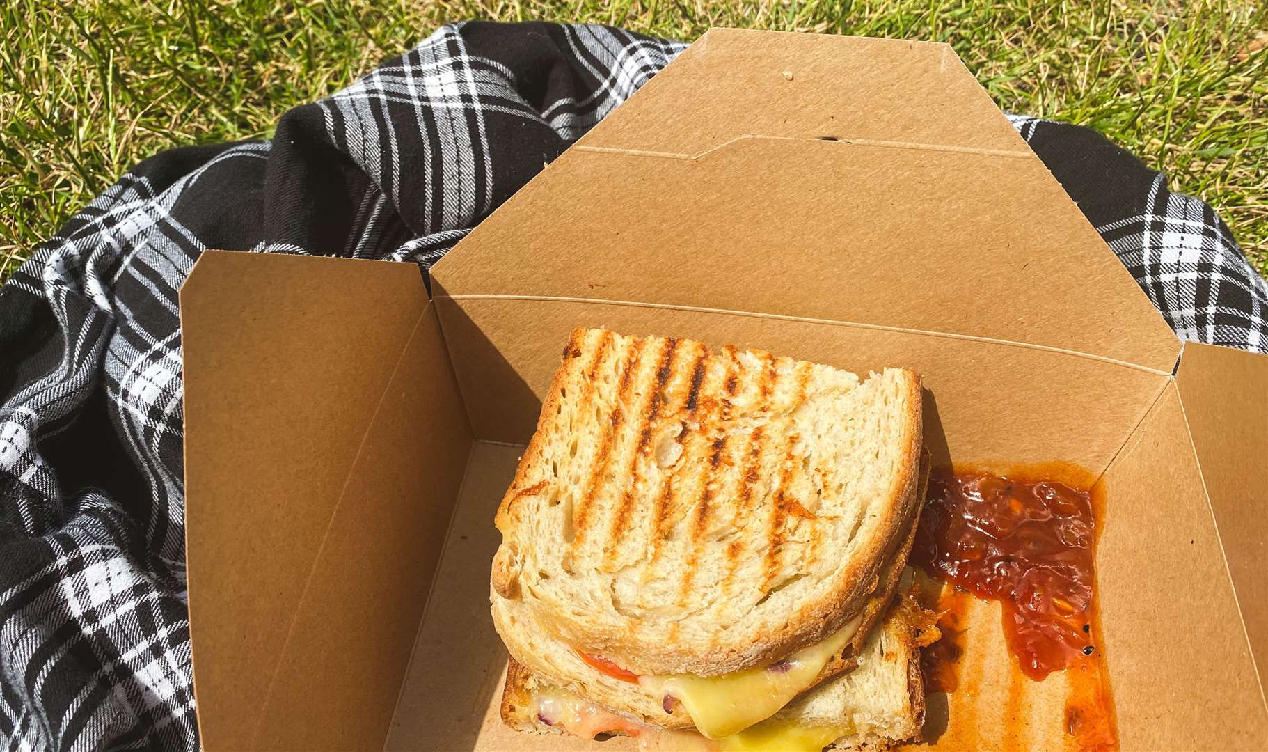 My first sandwich was a classic cheese toastie with a messy dollop of sauce. Picture: Sam Lawrie