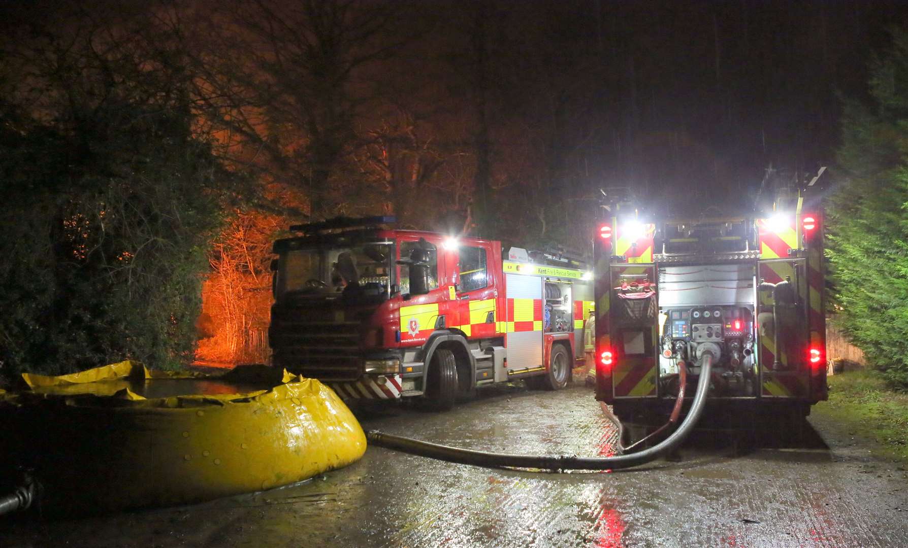 Kent Fire and Rescue Service (KFRS) is fighting a blaze involving a barn in Tilden Lane, Marden (24357405)