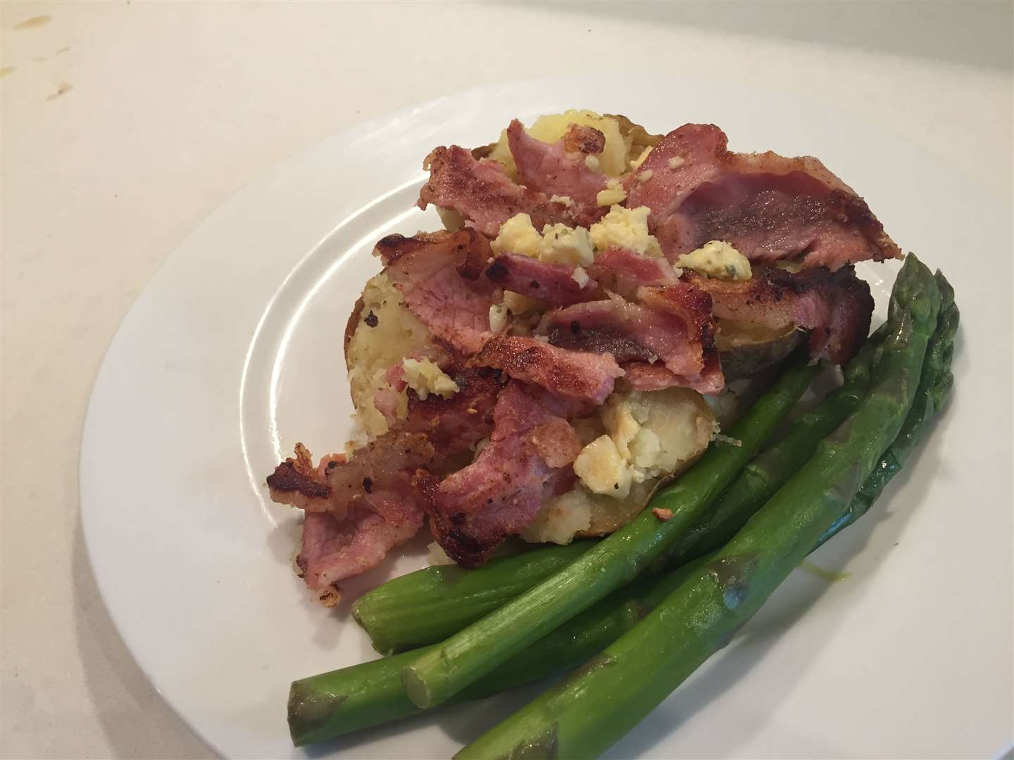 My dinner: Potato from Sittingbourne, bacon from Stour Valley Game, blue cheese from Kingcott Dairy and asparagus from Sutton Valence