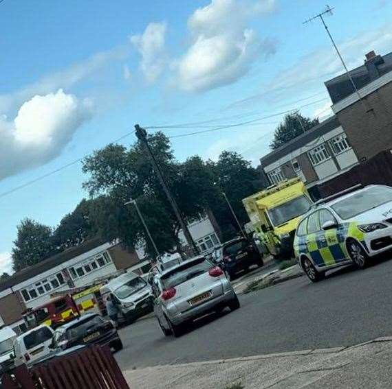 Emergency services were pictured in Godwin Road, Canterbury this morning