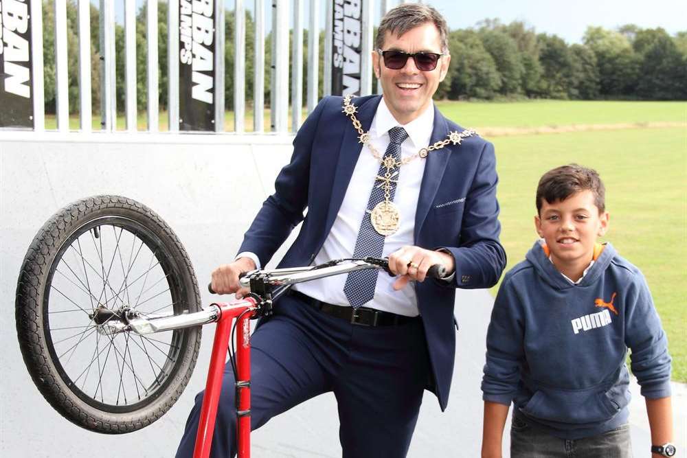 Mayor of Gravesham John Caller showing off his bike skills