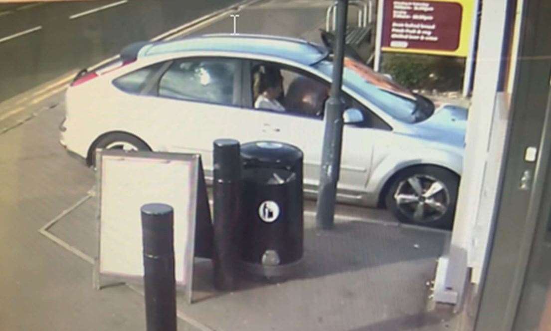 The car driven by Emma Fuggle arriving at the Sainsbury's Local, in Tonbridge Road, Maidstone just before Perry used the ATM to withdraw the cash
