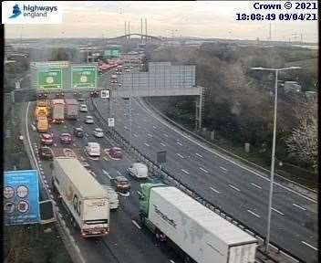 There are delays at the Dartford Tunnel due to an accident. Photo: Highways England