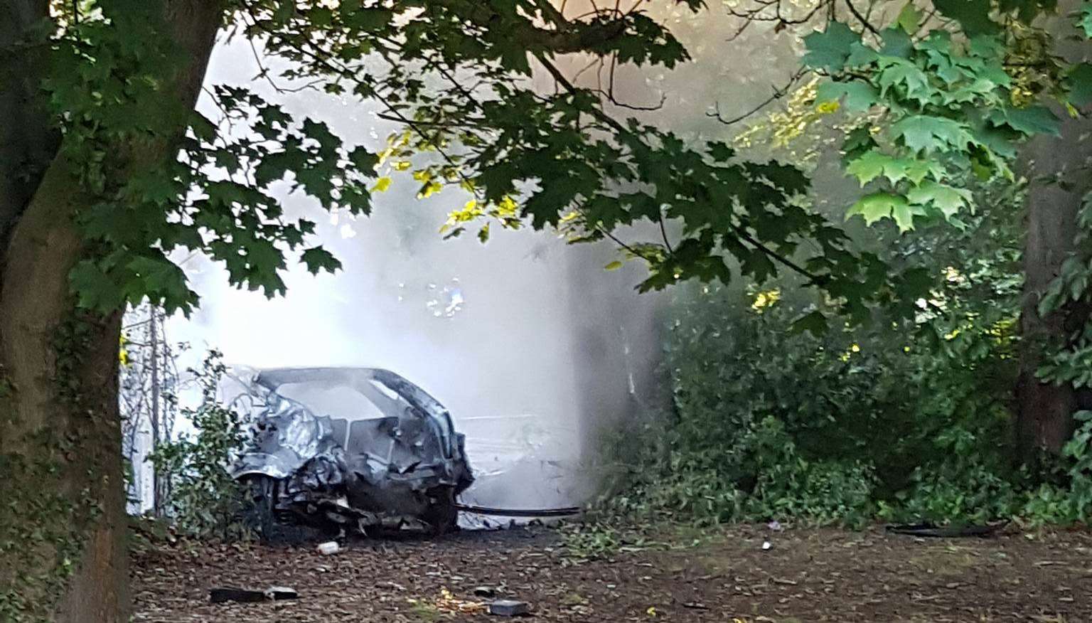 Smoke was seen coming from the car