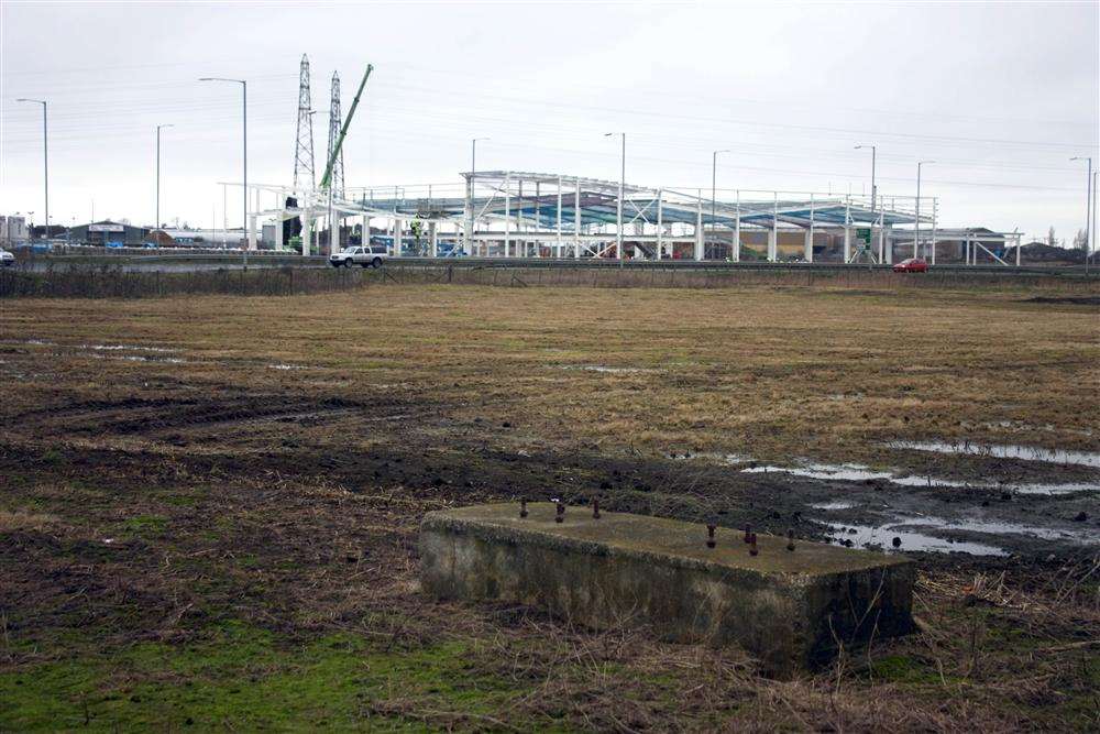 The site in Queenborough where a Morrisons store is nearing completion as stage one of the project
