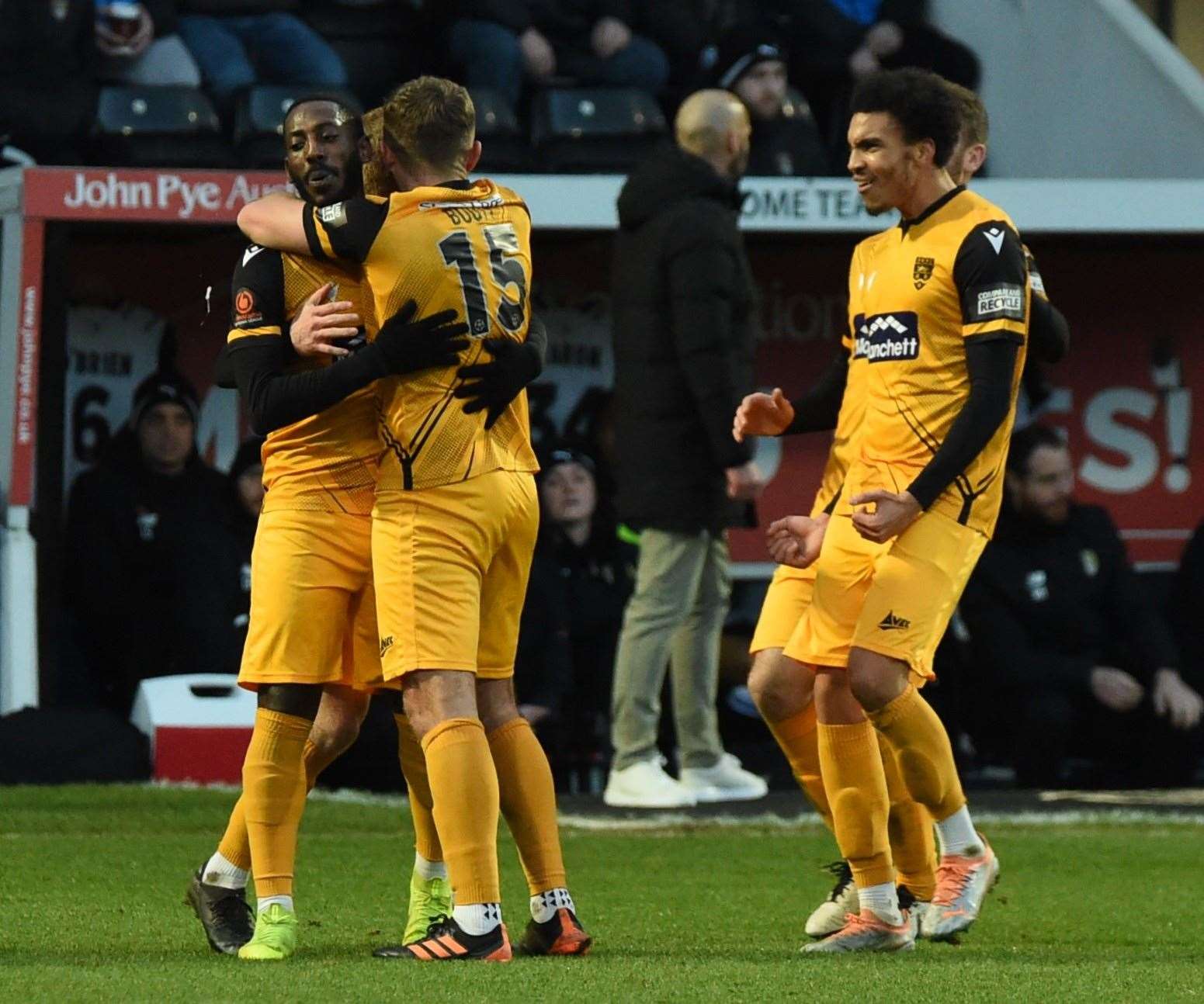 Roarie Deacon celebrates his 40-yard wonder goal as Maidstone go 2-0 up at Notts County. Picture: Steve Terrell