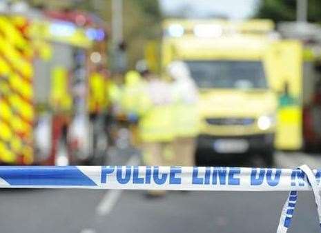 Police accident cordon. Stock picture