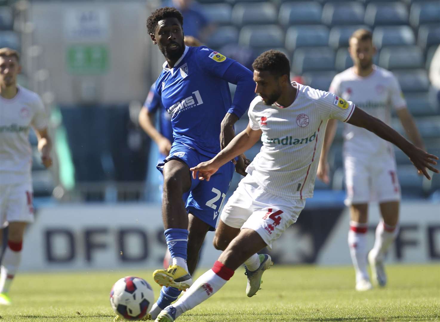 Action from Gillingham's goalless draw with Walsall - the Saddlers have claimed some of their players' families were racially abused during the game. Picture: KPI