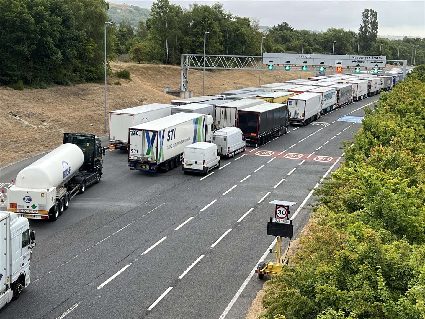 Queues building at the Eurotunnel. Picture: Barry Goodwin