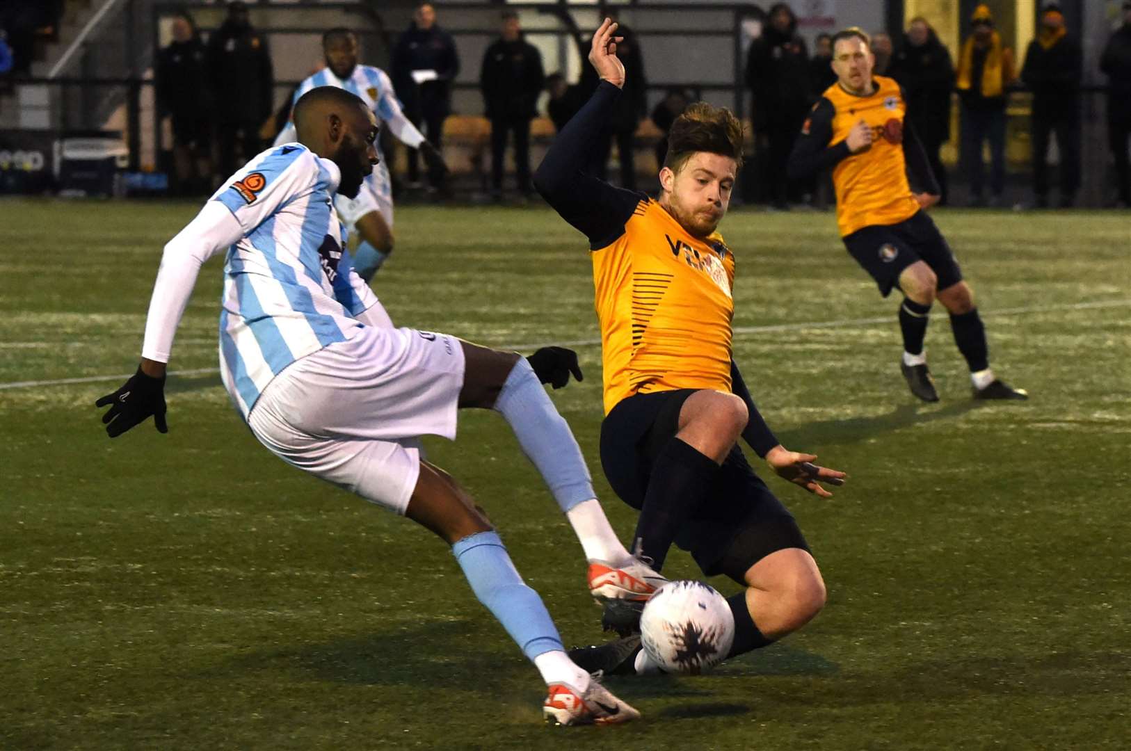 Maidstone United debutant Mo Faal in action at Slough. Picture: Steve Terrell