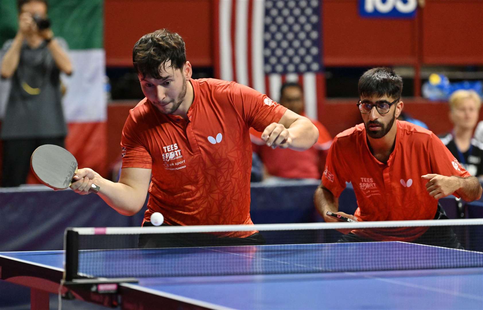 Minster's Ross Wilson, seen here with Shae Thakker on his way to class 18 doubles silver. Picture: ITTF