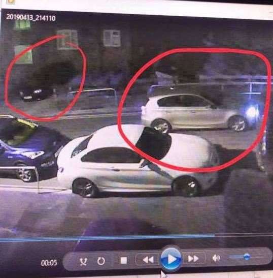 The Sains' CCTV shows the three cars involved in the incident in King Street, Chatham