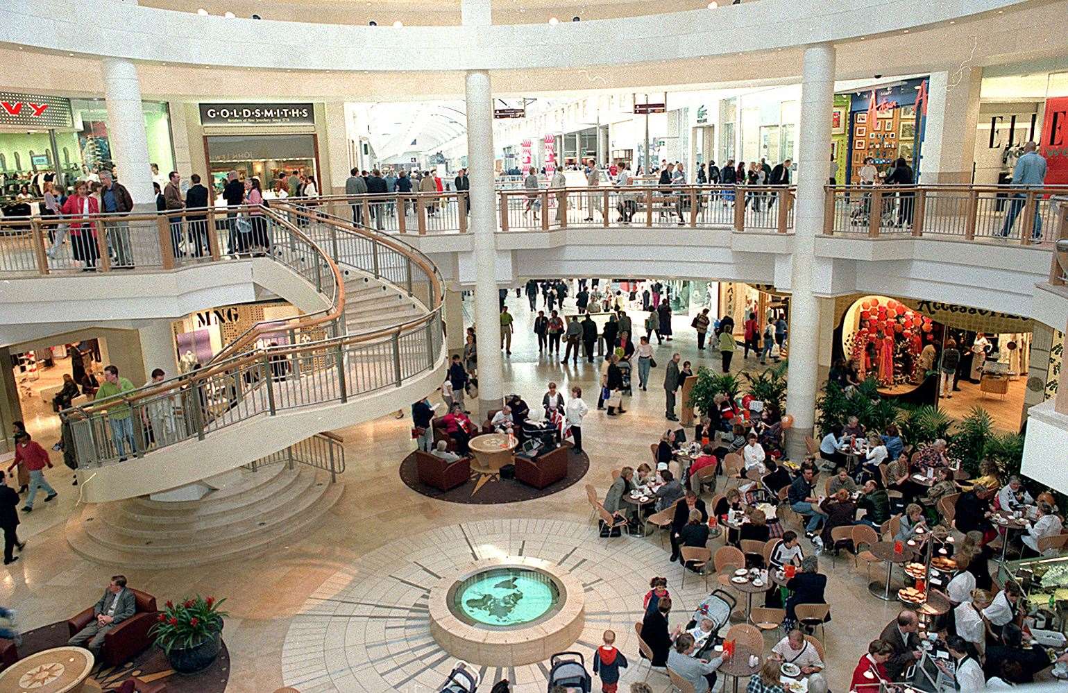 Shoppers flocked to the opening day in 1999 at Bluewater