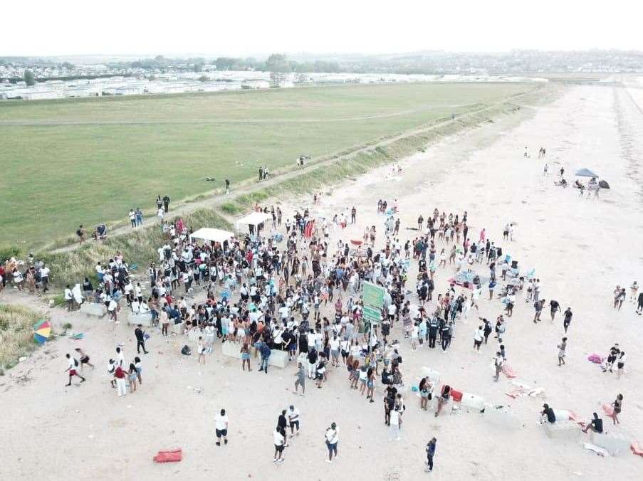 Crowds of people at a June 25 rave on Leysdown beach, where one man was stabbed. Picture: Henry Cooper
