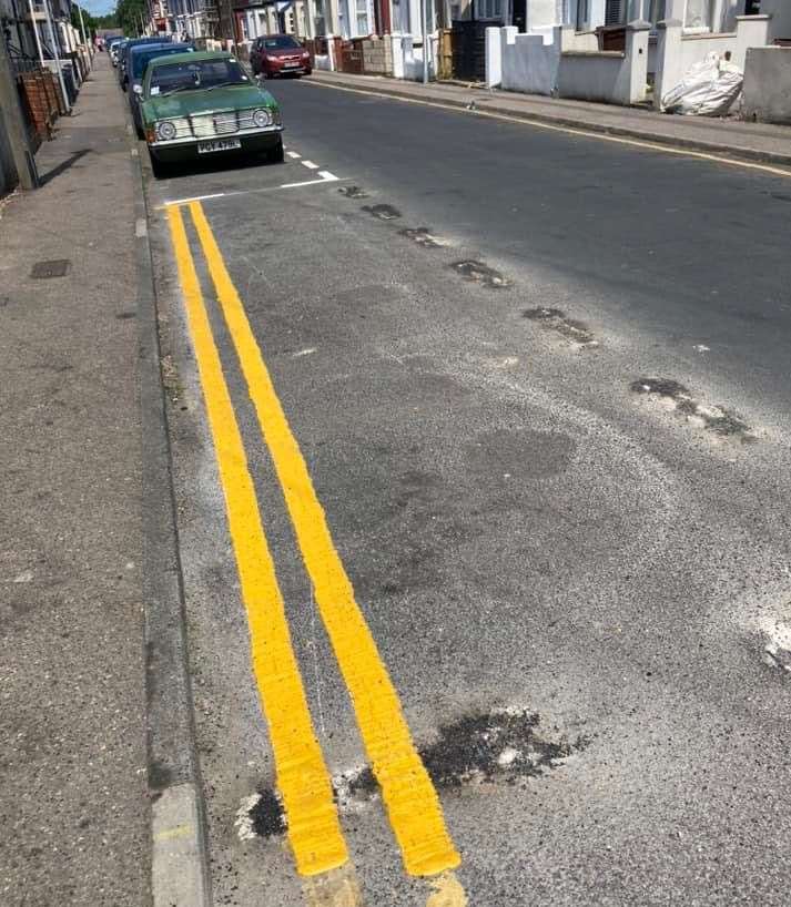 Yellow lines were added instead of parking bays in Victoria Street, Gillingham