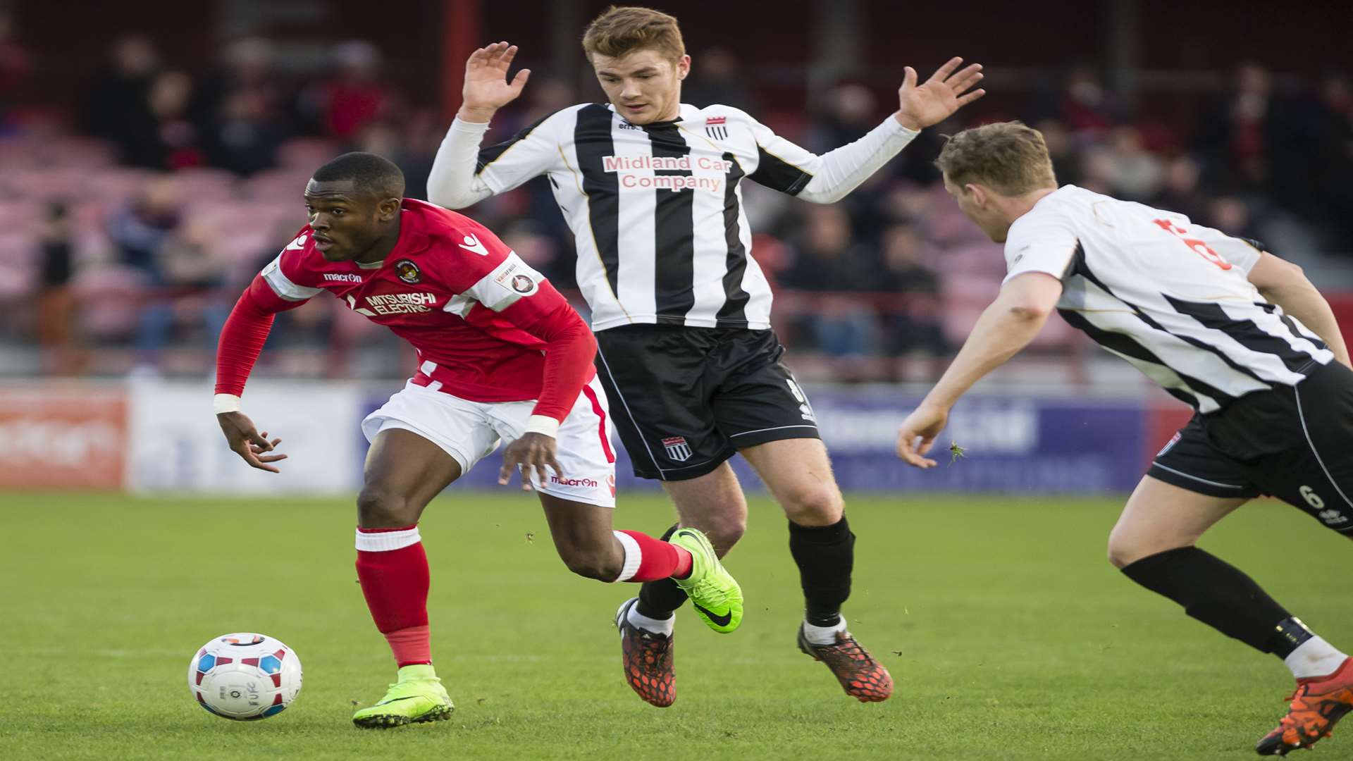 Anthony Cook looks for a way through on his return to Stonebridge Road Picture: Andy Payton