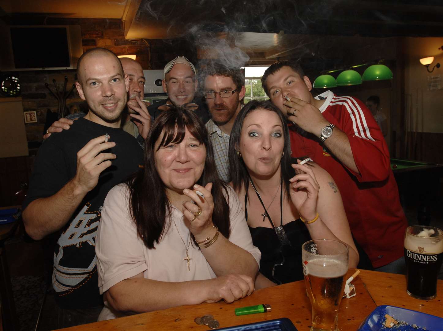 Pub smokers in Ye Old Leather Bottle in Northfleet on the last day before the ban came in in 2007. Picture: Nick Johnson
