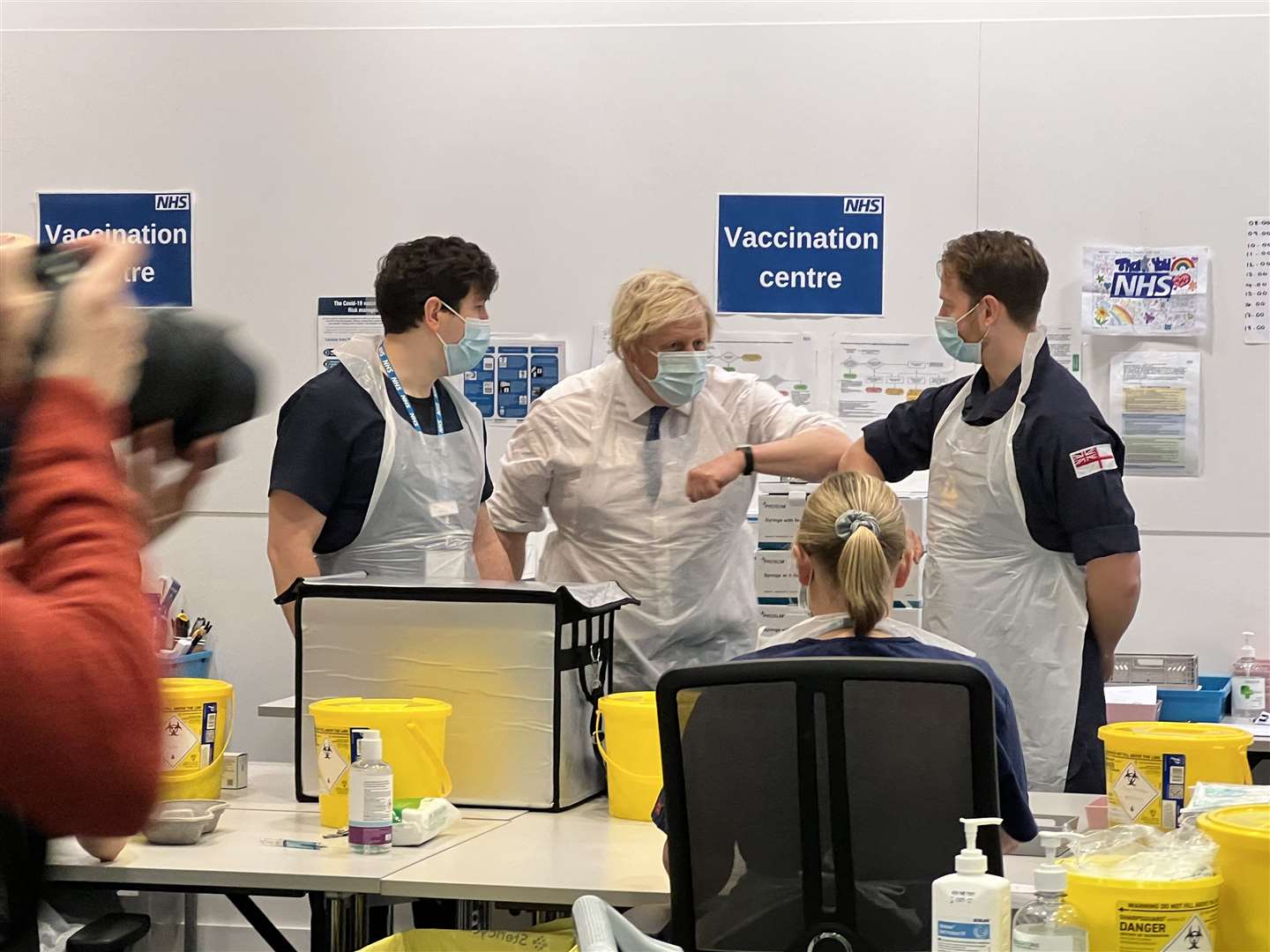 Boris Johnson at the vaccination centre at Saga in Ramsgate. Picture: NHS Kent and Medway