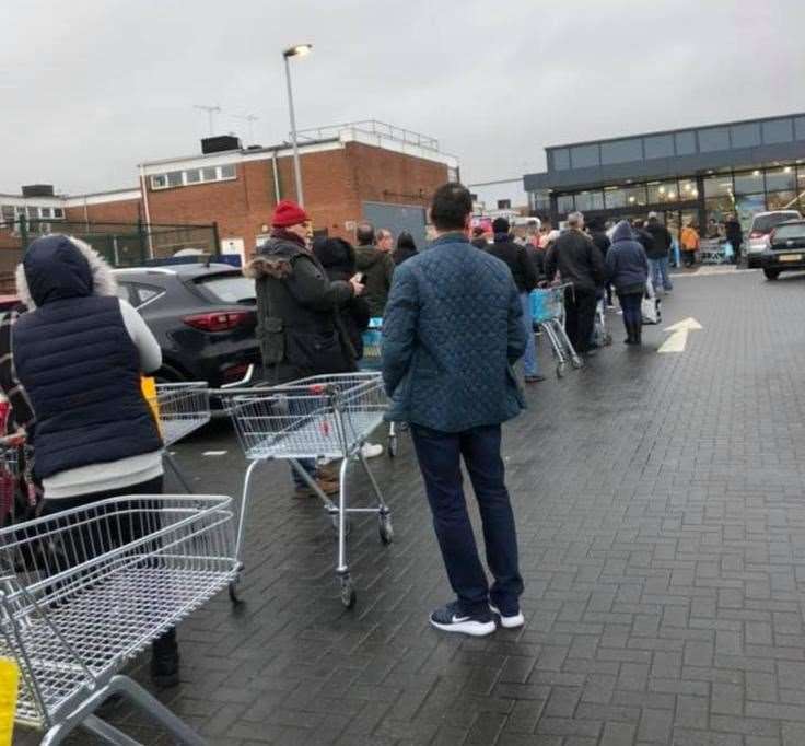 Queues outside Aldi earlier this morning. Picture: Facebook (31547319)