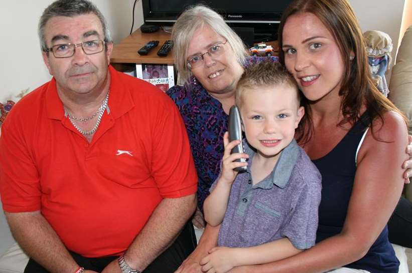 Jayden with grandpa Colin Darlington, gran Charlotte Darlington and their daughter-in-law Kirsty Mannerings