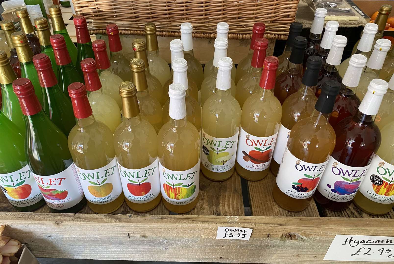 Loddington Farm grows and sells their own fresh apple juice, called Owlets