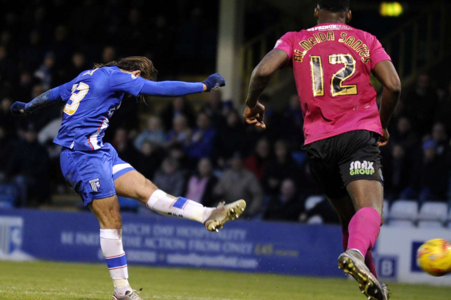 Bradley Dack scores Gillingham's winner on Saturday Picture: Barry Goodwin