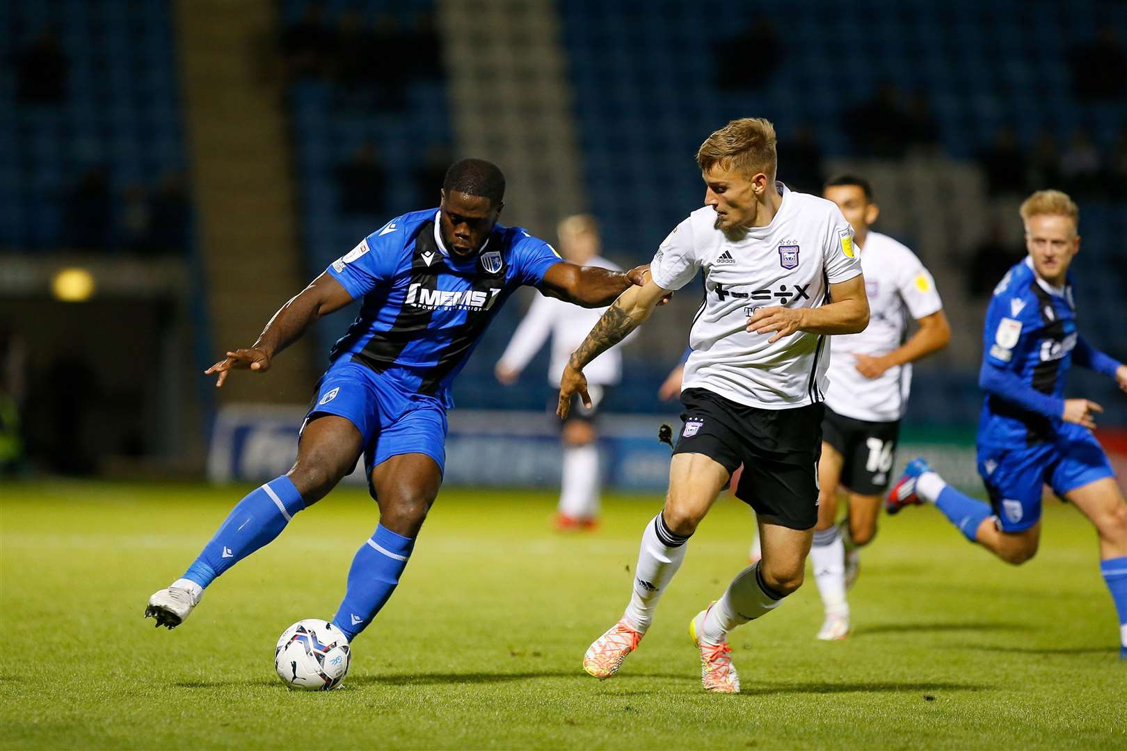 Gillingham forward John Akinde in action against Ipswich Picture: Andy Jones