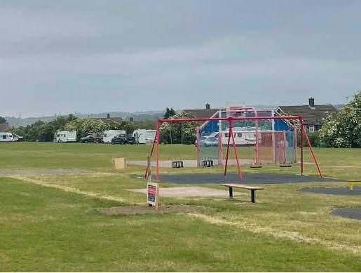 A group of travellers have pitched up next to Laburnum Road Recreation Ground in Strood