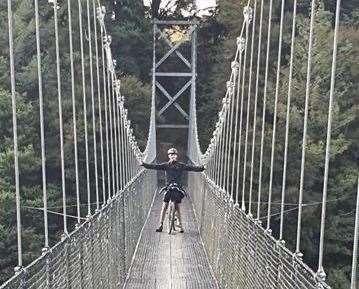 One of the "hundreds" of cycle bridges the 22-year-old had to cross on his journey