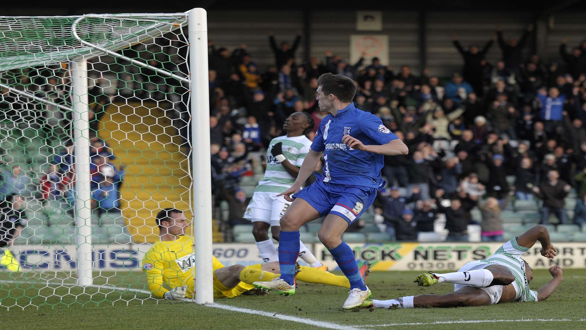 John Marquis scores his sixth goal for the Gills, against Yeovil Picture: Barry Goodwin