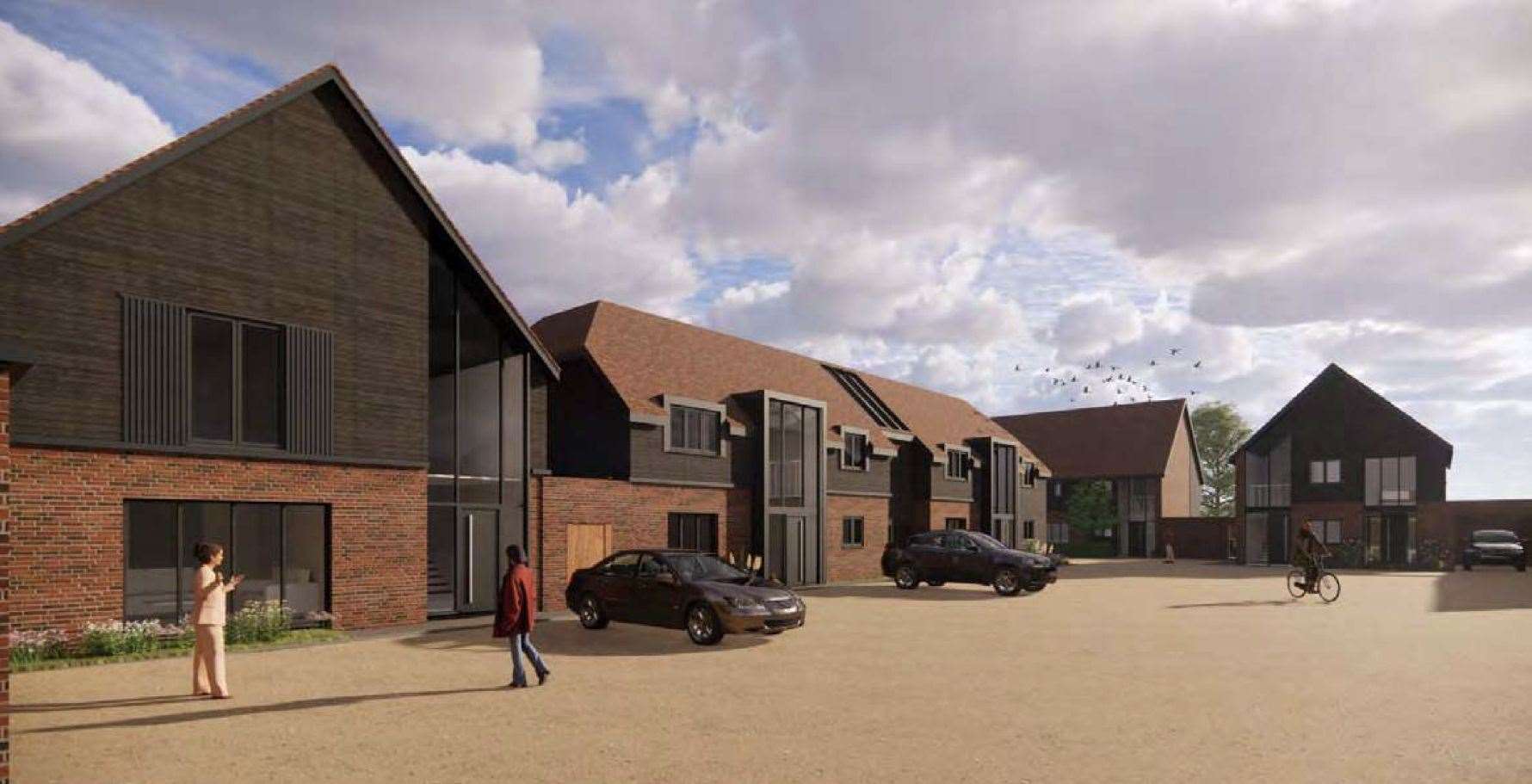 Computer-generated-images show houses of various of sizes, both detached and semi-detached at the proposed scheme in Bridge near Canterbury. Photo: OSG Architecture