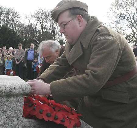 PAYING RESPECTS: Wreath-laying at Victoria Gardens in Chatham. Picture: PETER STILL