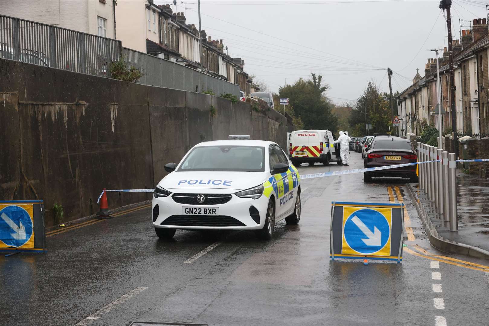 Forensic officers at the scene of a serious assault in Borstal Street, Borstal