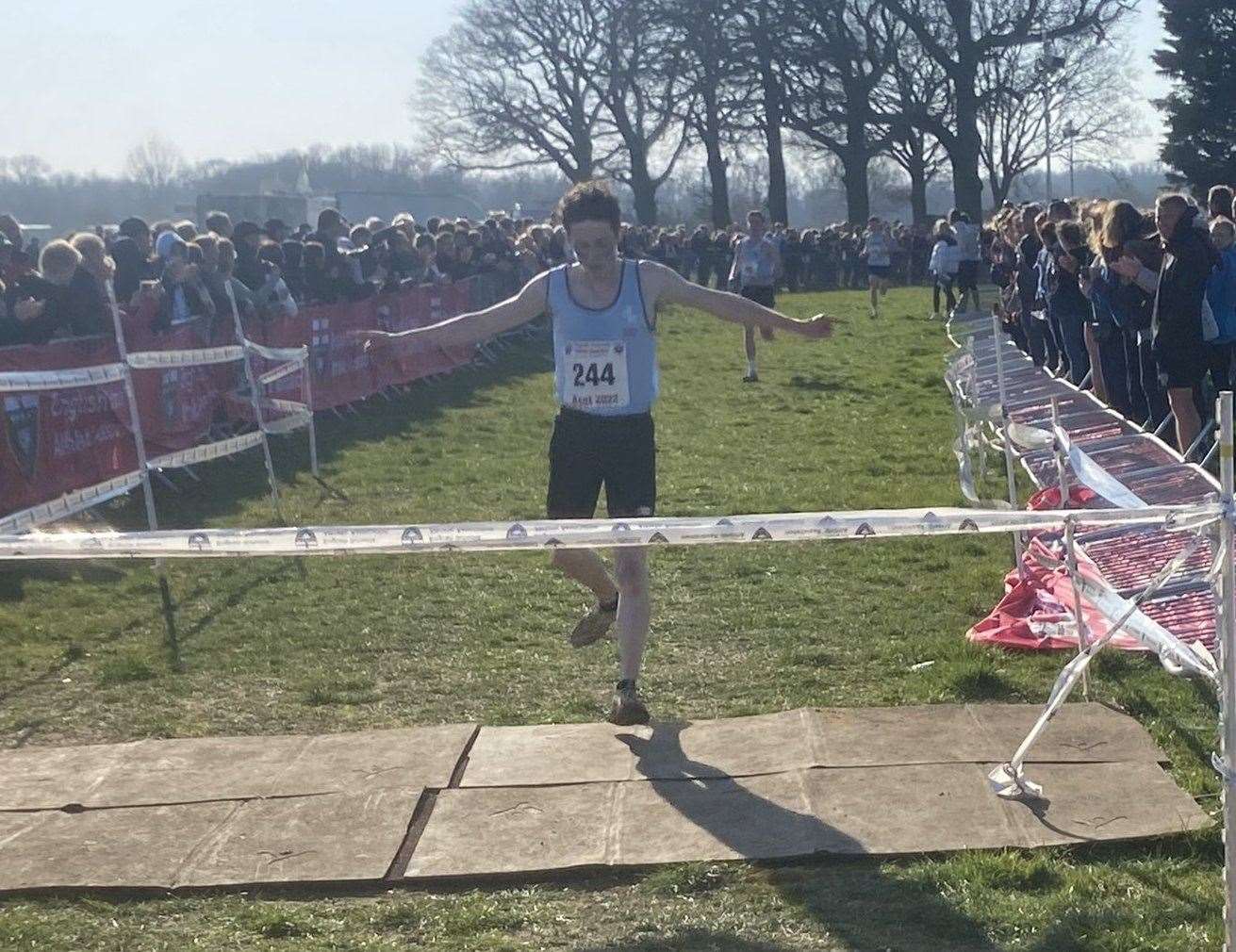 Louis Small, of Ashford AC, wins the English Schools Cross-Country Championships