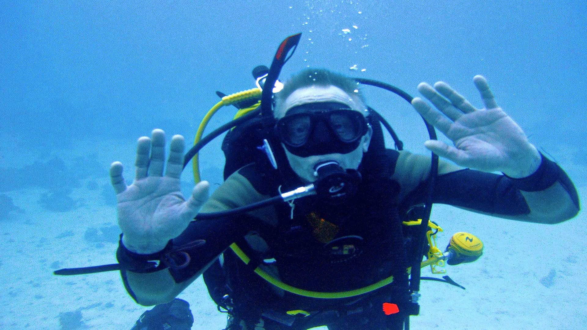 Ron James pictured diving in the Red Sea moments just before his death