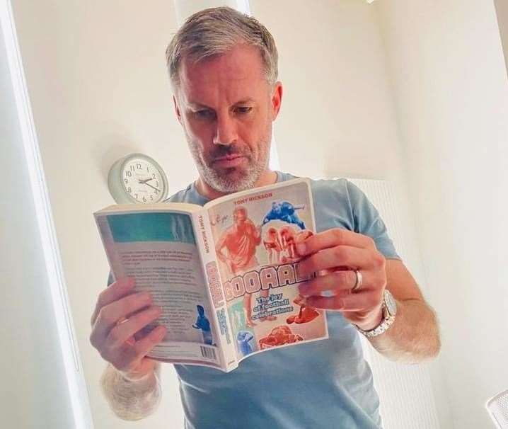 Former Liverpool and England defender Jame Carragher with Tony Rickson's book