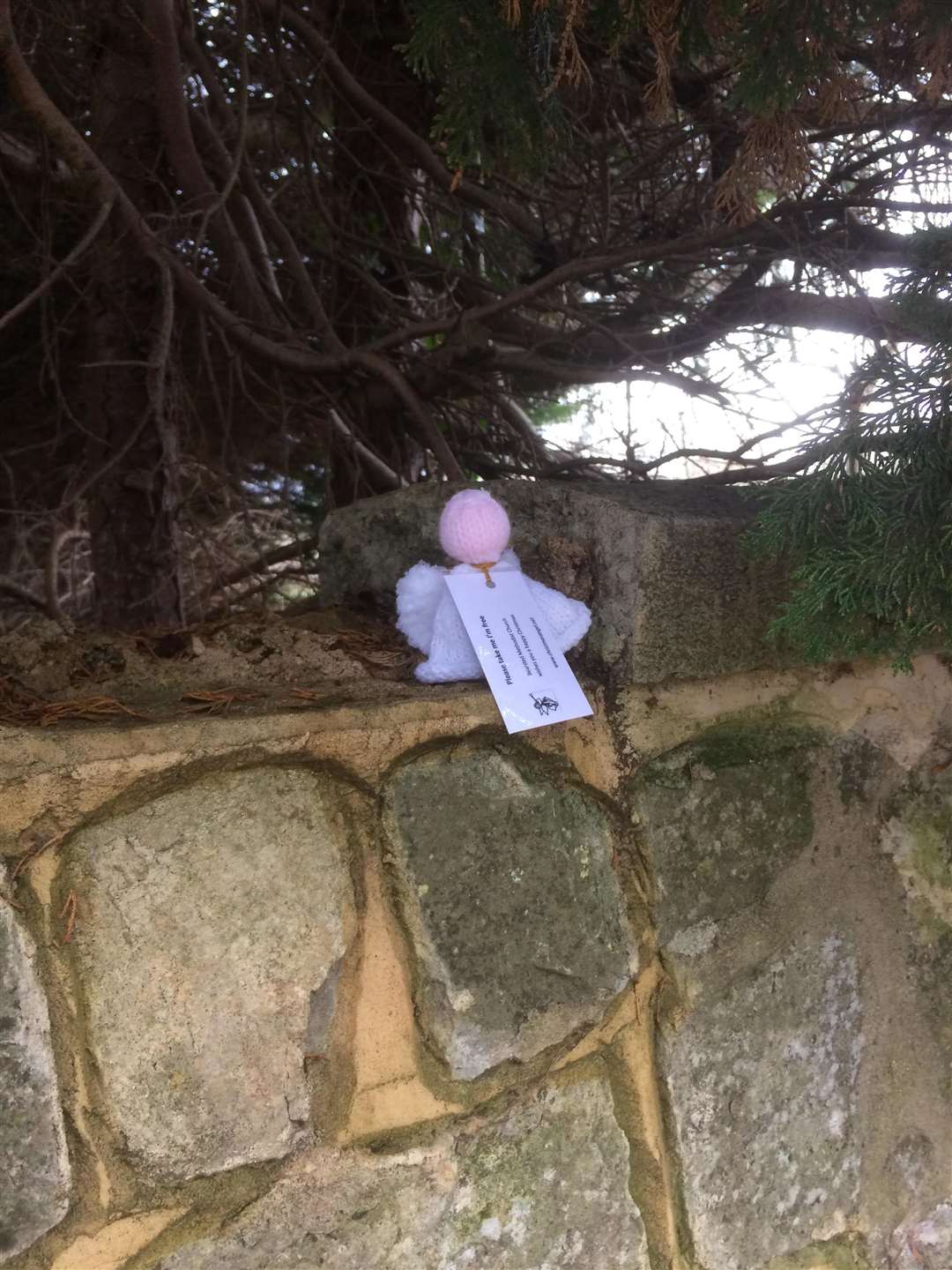 One of the angels left by the Methodist church waiting to be found in Bearsted