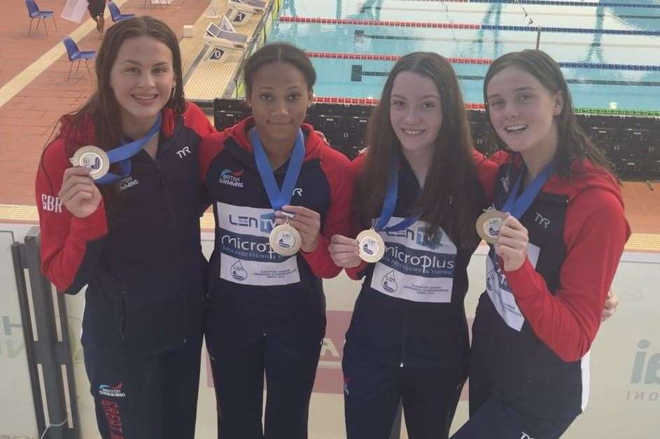 Sevenoaks swimmer Eva Okaro, second left, has been picked for the Team England Futures programme