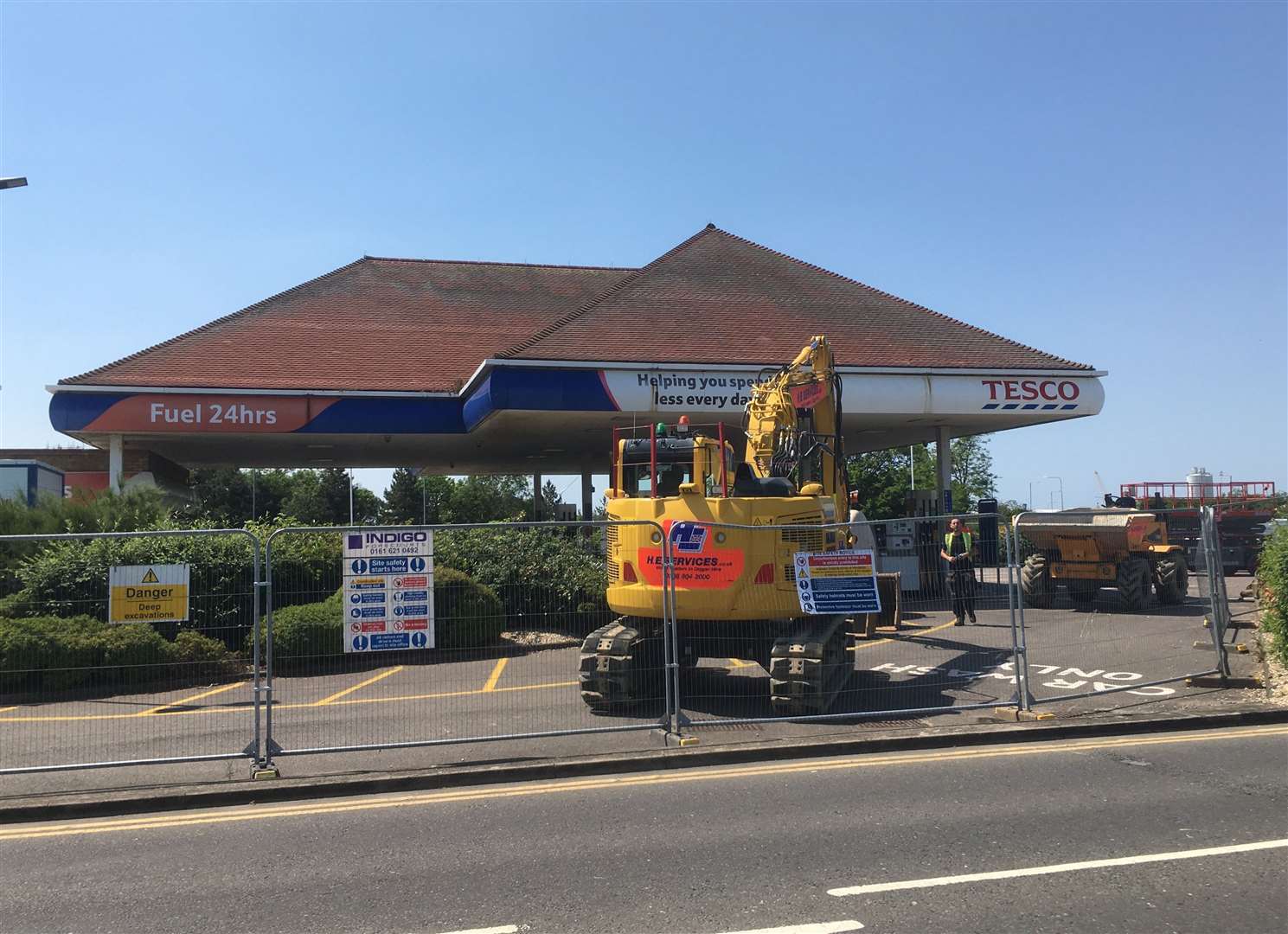 The forecourt of Tesco's petrol station is undergoing improvement work in Bridge Road, Sheerness