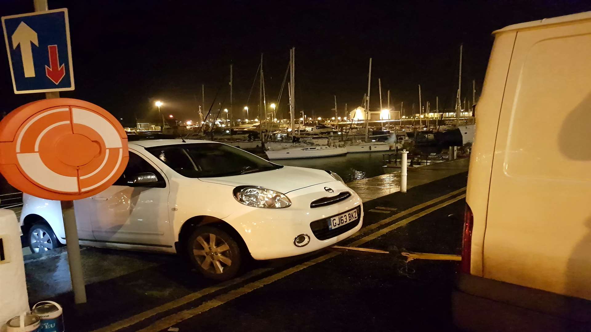 The Nissan was just inches from a watery grave. Picture: SWNS