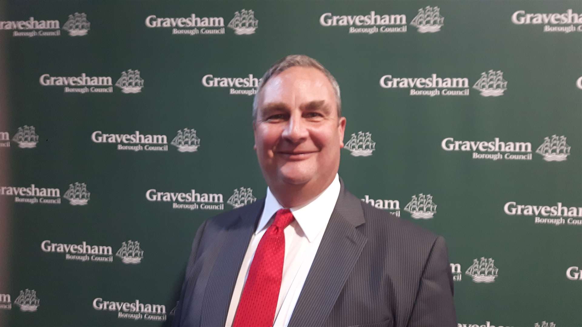 Victorious Gravesham Labour leader John Burden after the 2019 count (9605939)