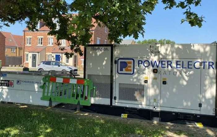 Temporary generators are brought in when the mains supply is damaged on Brookfields