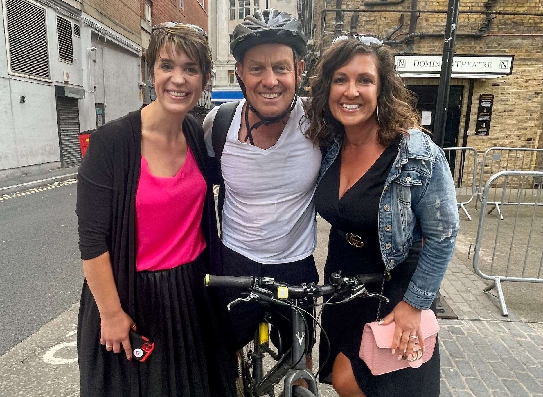 Emma and Vicky with Jason after the production of Grease at the Dominion Theatre in June 2022. Picture: Emma Charlesworth