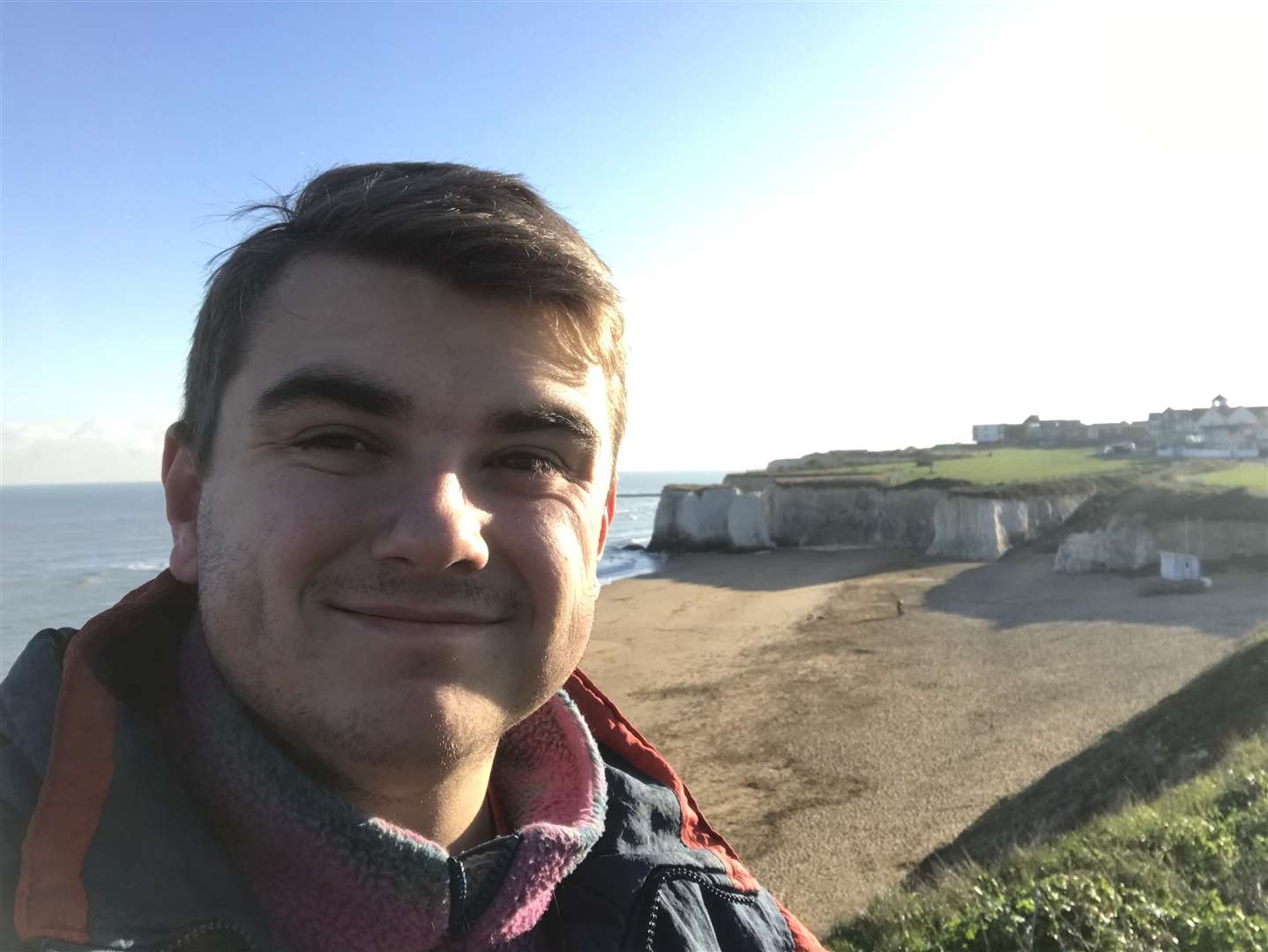 Reporter Max Chesson takes a selfie overlooking Botany Bay