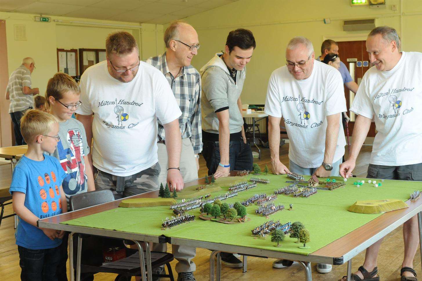 Milton Hundreds Wargames club open day at Iwade village hall. Chairman Alan Abbey is on the left