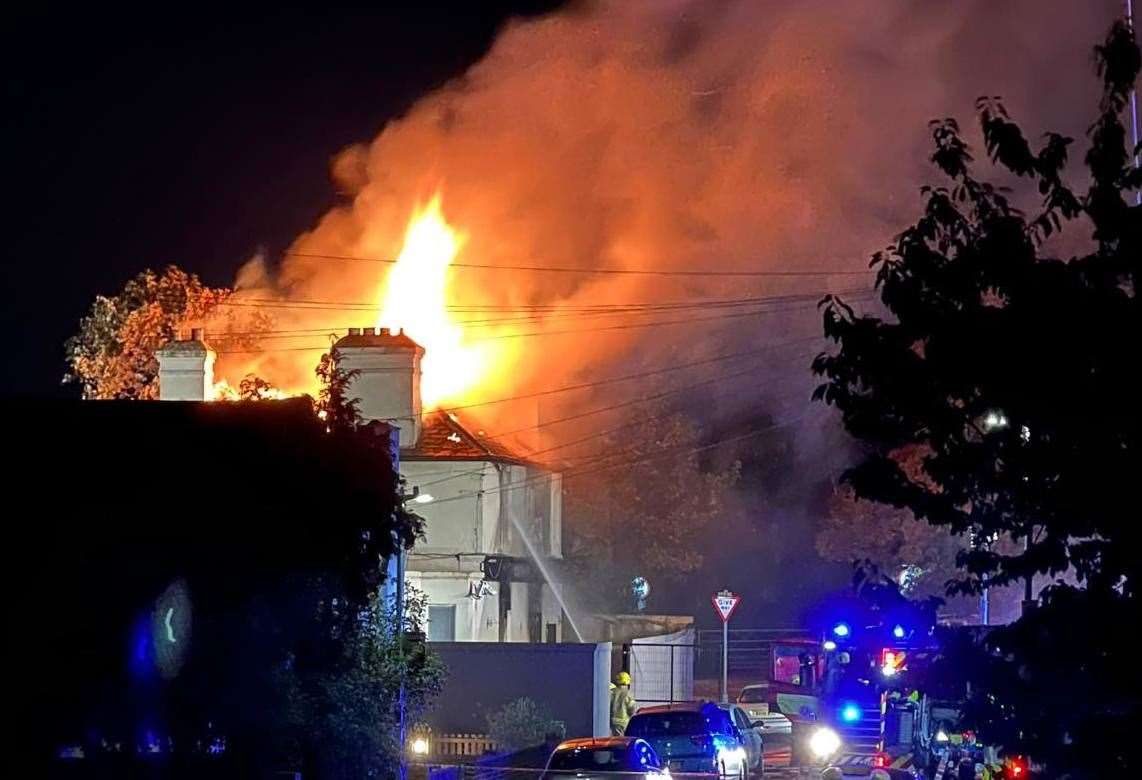 Flames from the Chilton Tavern fire in October. Pic: Ruby Astrid