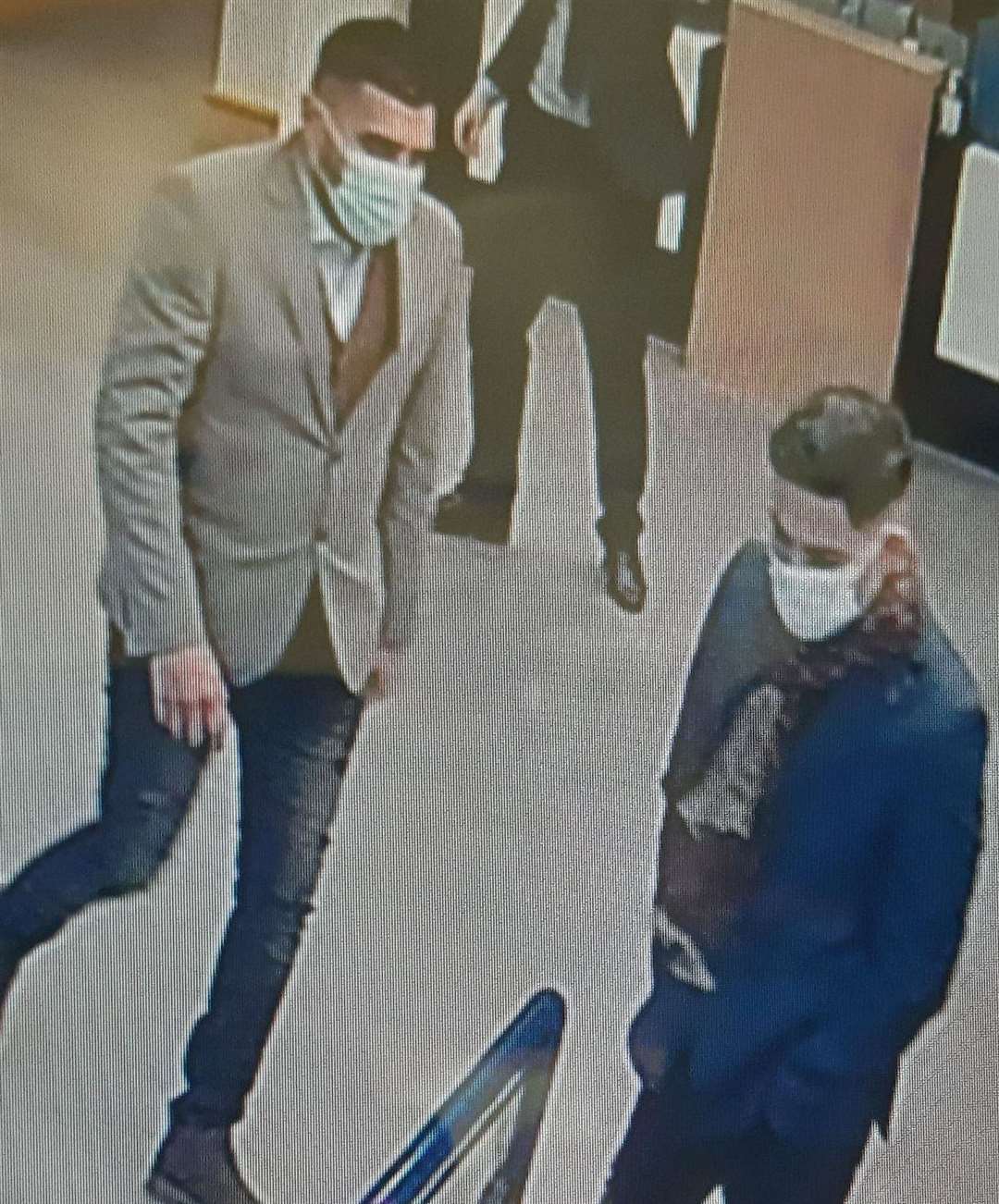 Police want to these men after a mobile phone was stolen from a Maidstone business. Picture: Kent Police